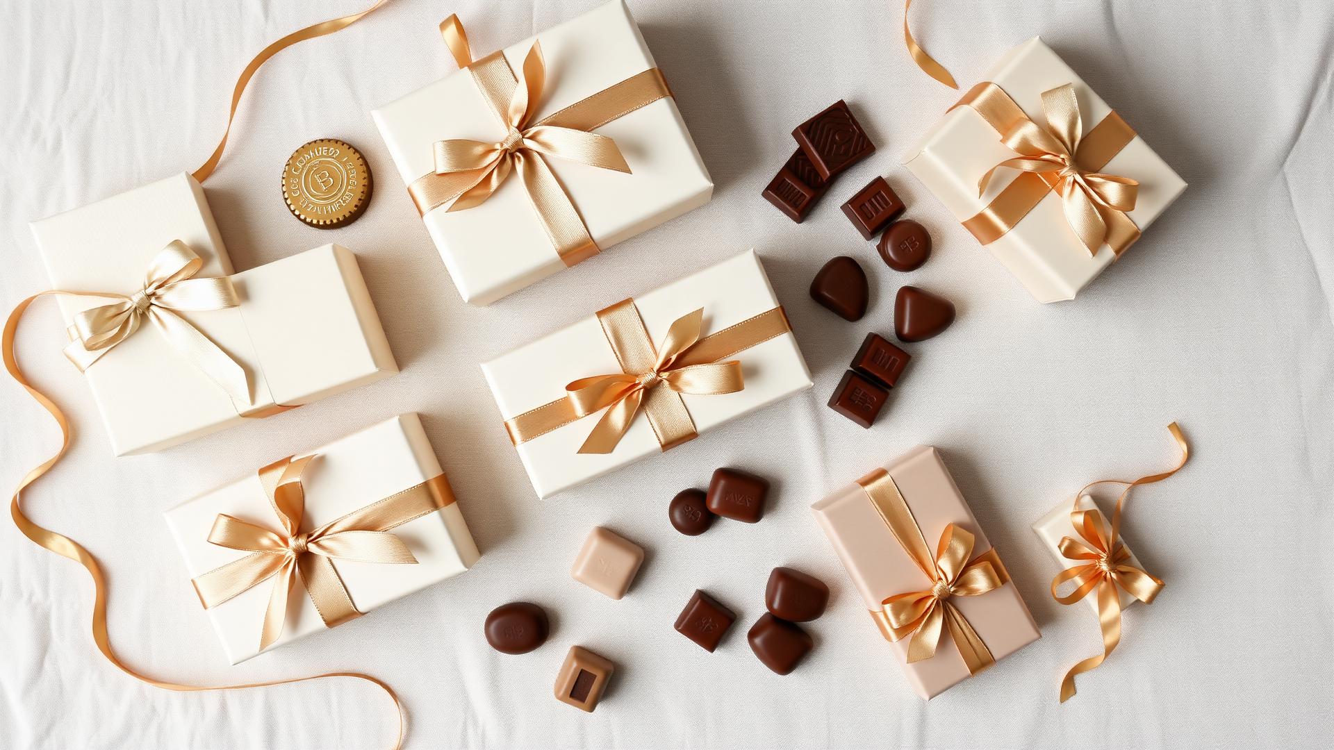 Flat lay of luxury chocolate creations for gifting occasions